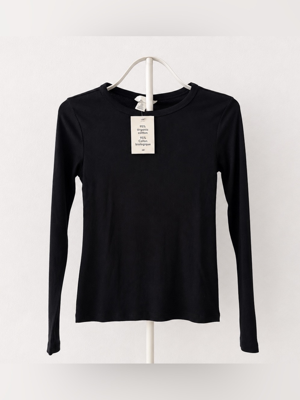 H&M Black Long-Sleeve Crewneck Slim Top